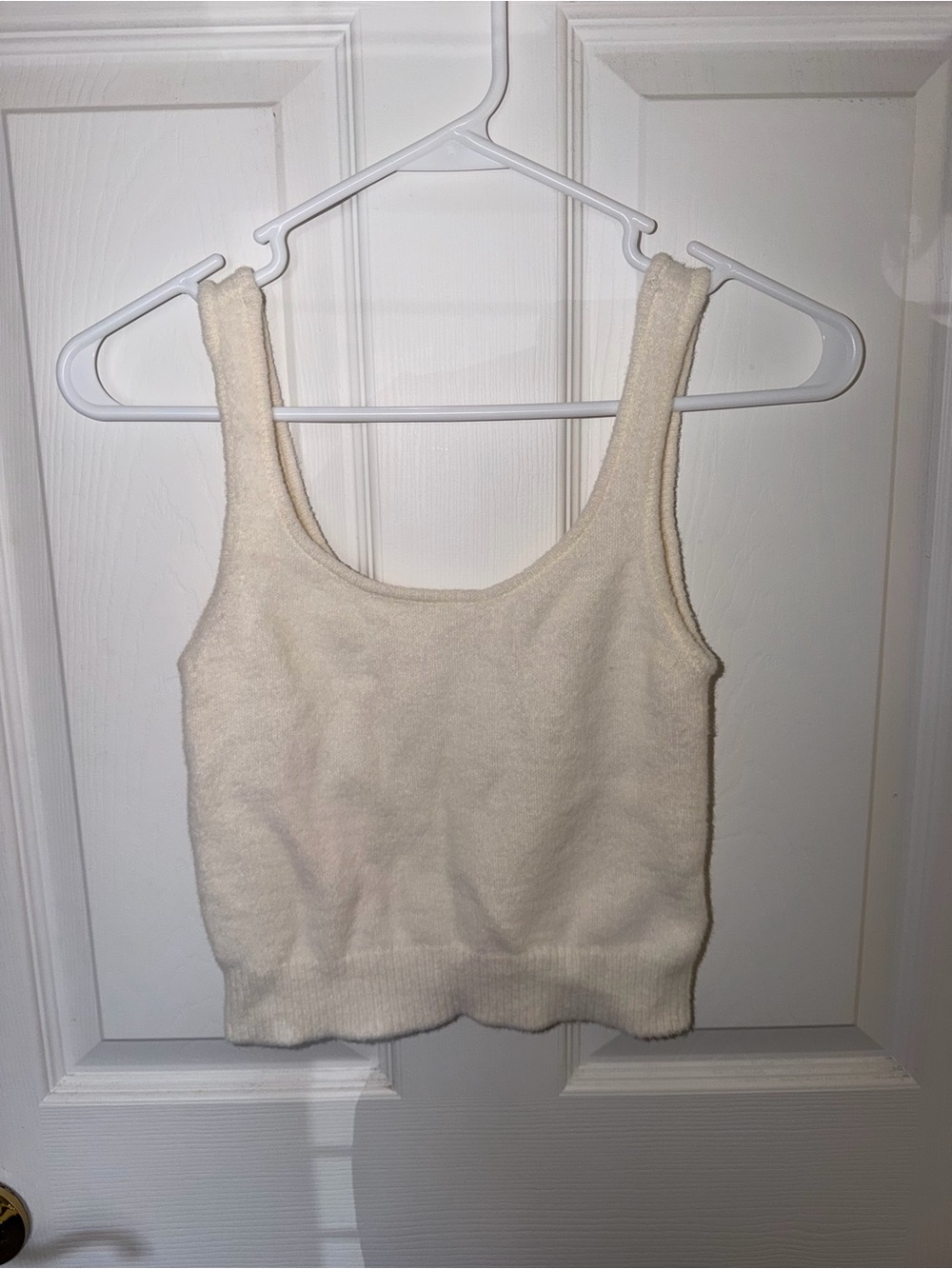 Soft Knit Cropped Tank Top in Cream